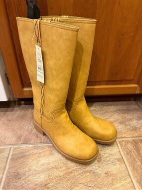 Tall Honey Tan Side Zip Riding Boots No Boundaries Shoes Women’s Sz 12W NEW